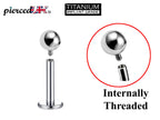 Titanium Internal Labret Stud: 16G 14G Lip Piercing, Flat Back