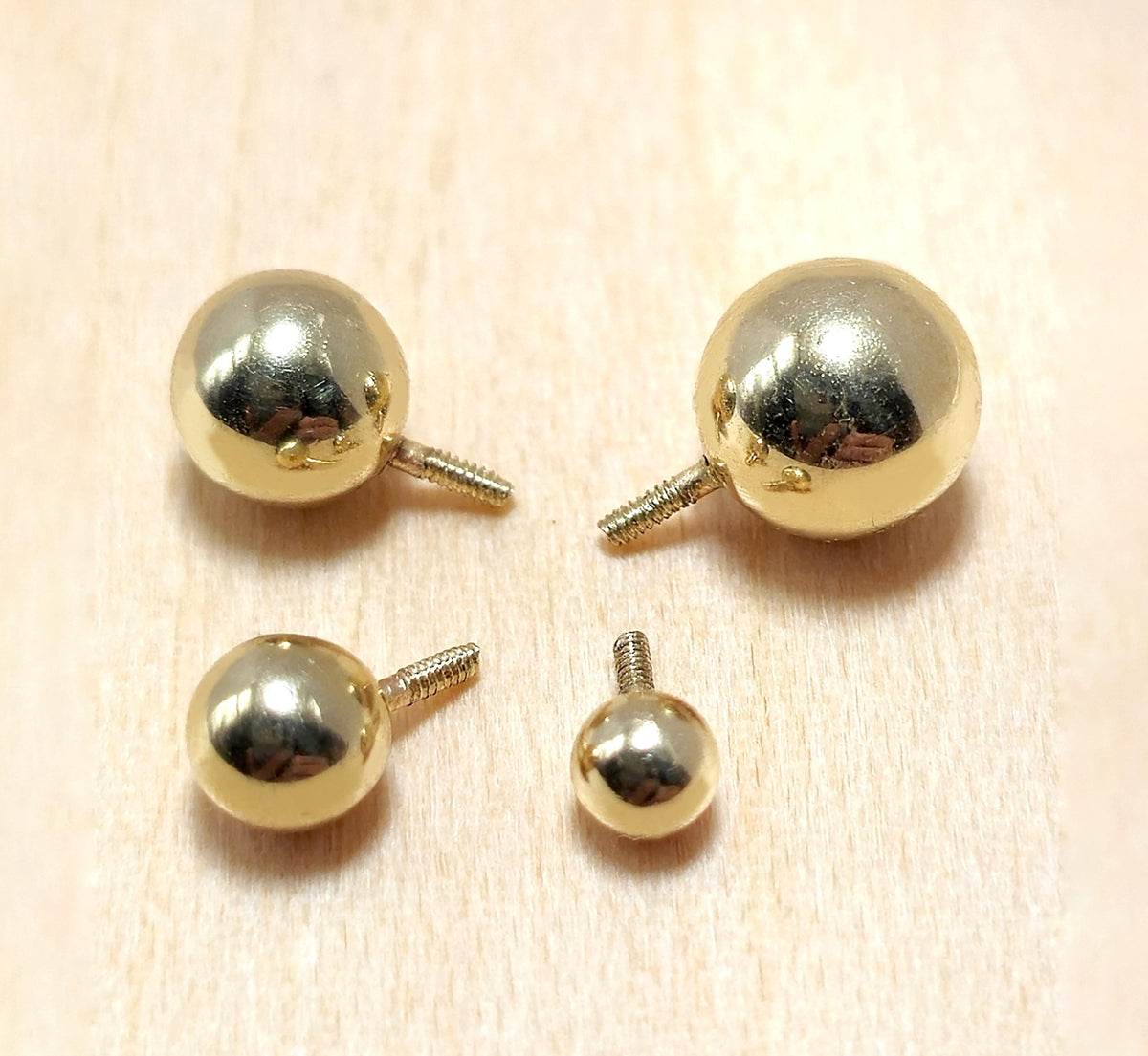 14K Gold Piercing Ball Replacement: Internally Threaded Barbells, Labrets