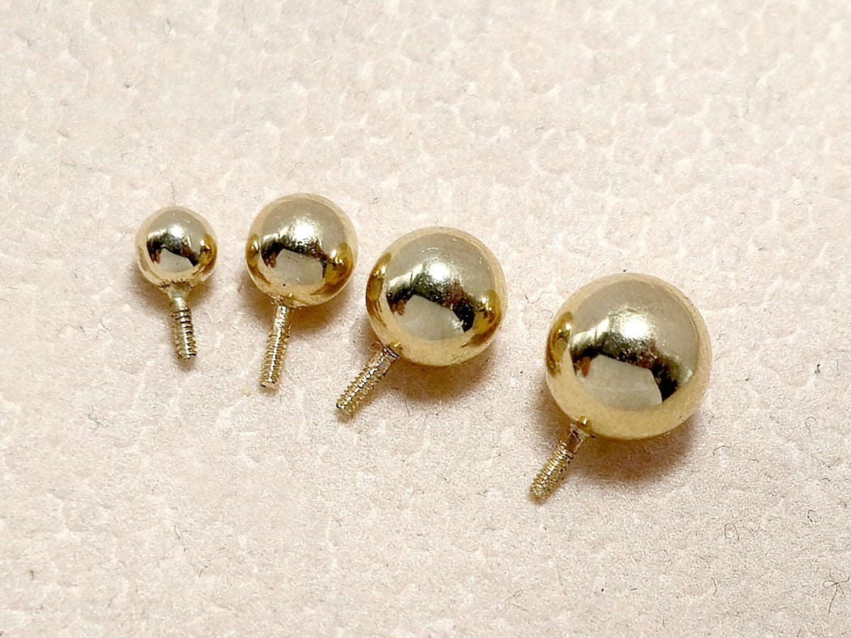 14K Gold Piercing Ball Replacement: Internally Threaded Barbells, Labrets