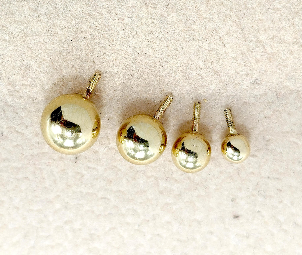 14K Gold Piercing Ball Replacement: Internally Threaded Barbells, Labrets