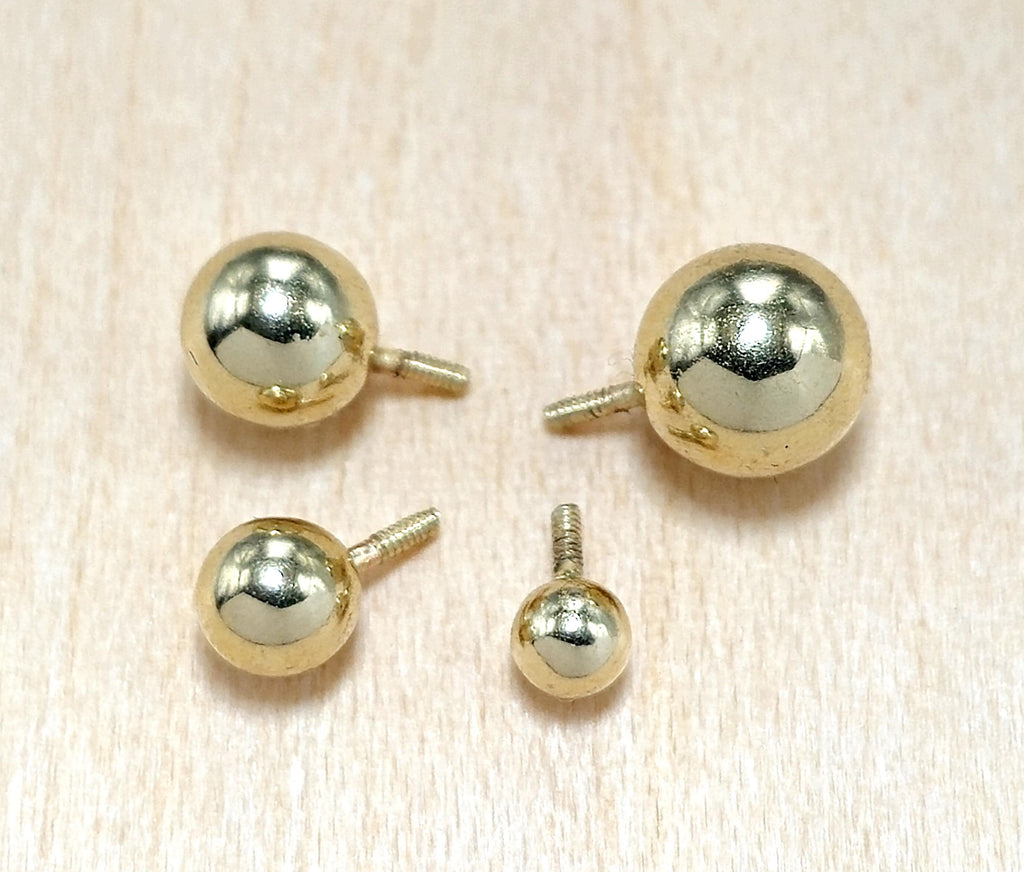 14K Gold Piercing Ball Replacement: Internally Threaded Barbells, Labrets