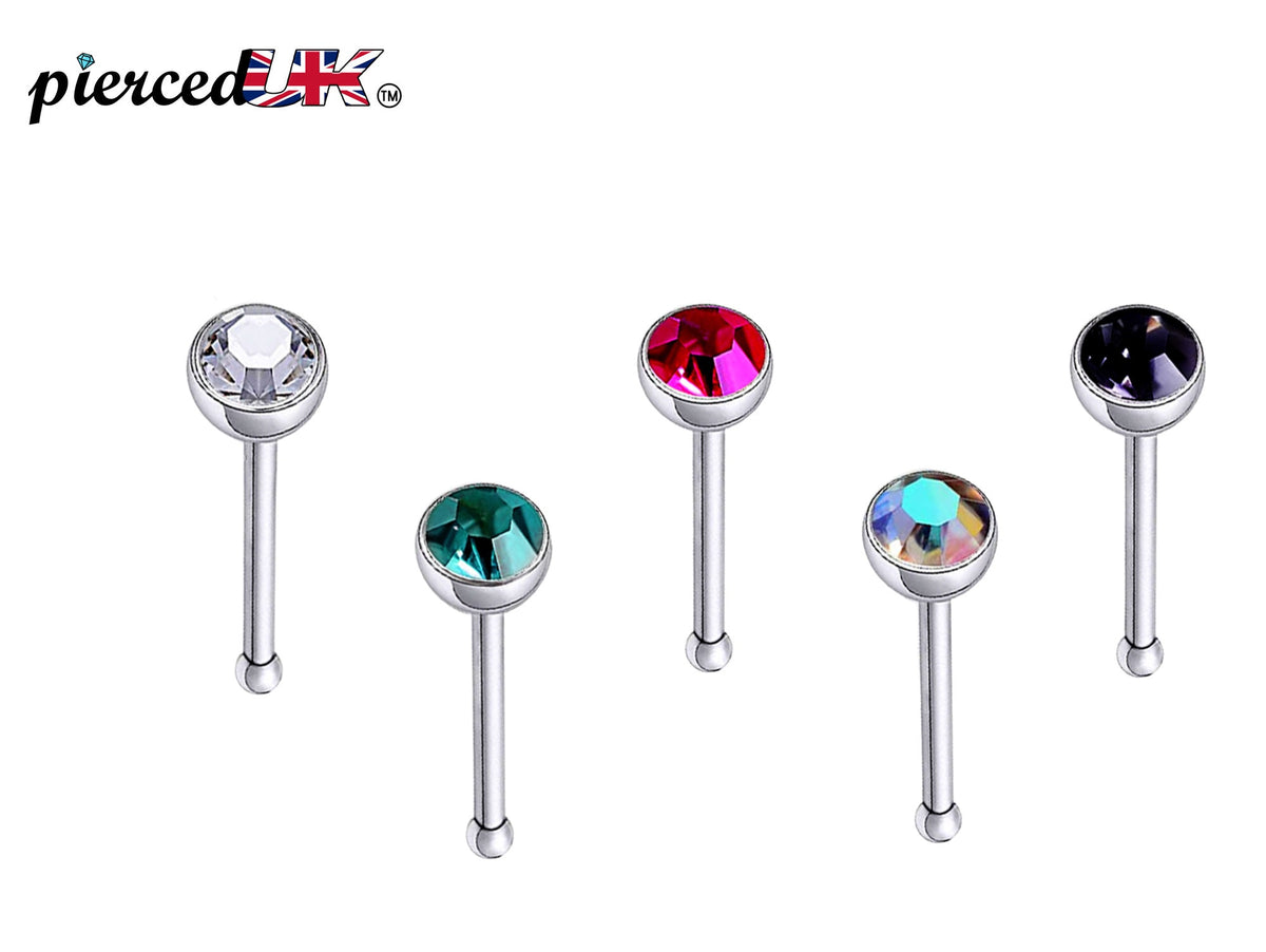 CZ Crystal Nose Bone Stud: Surgical Steel Nose Pin, 20G/18G