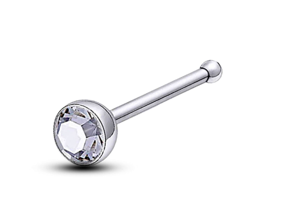 CZ Crystal Nose Bone Stud: Surgical Steel Nose Pin, 20G/18G