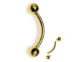 14K Solid Gold Curved Barbell: Vertical Labret, Eyebrow, Rook Piercing