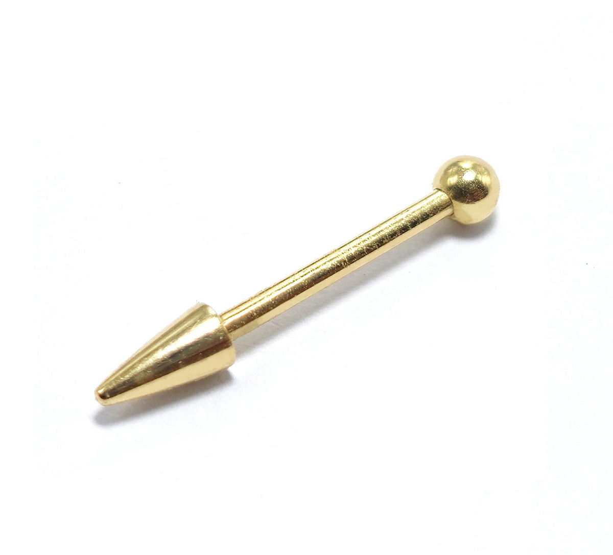 14K Gold Spike Barbell Piercing: 18G 16G Internally Threaded Cartilage Helix