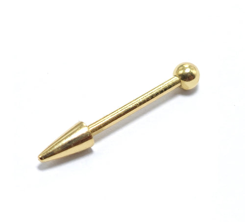 14K Gold Spike Barbell Piercing: 18G 16G Internally Threaded Cartilage Helix