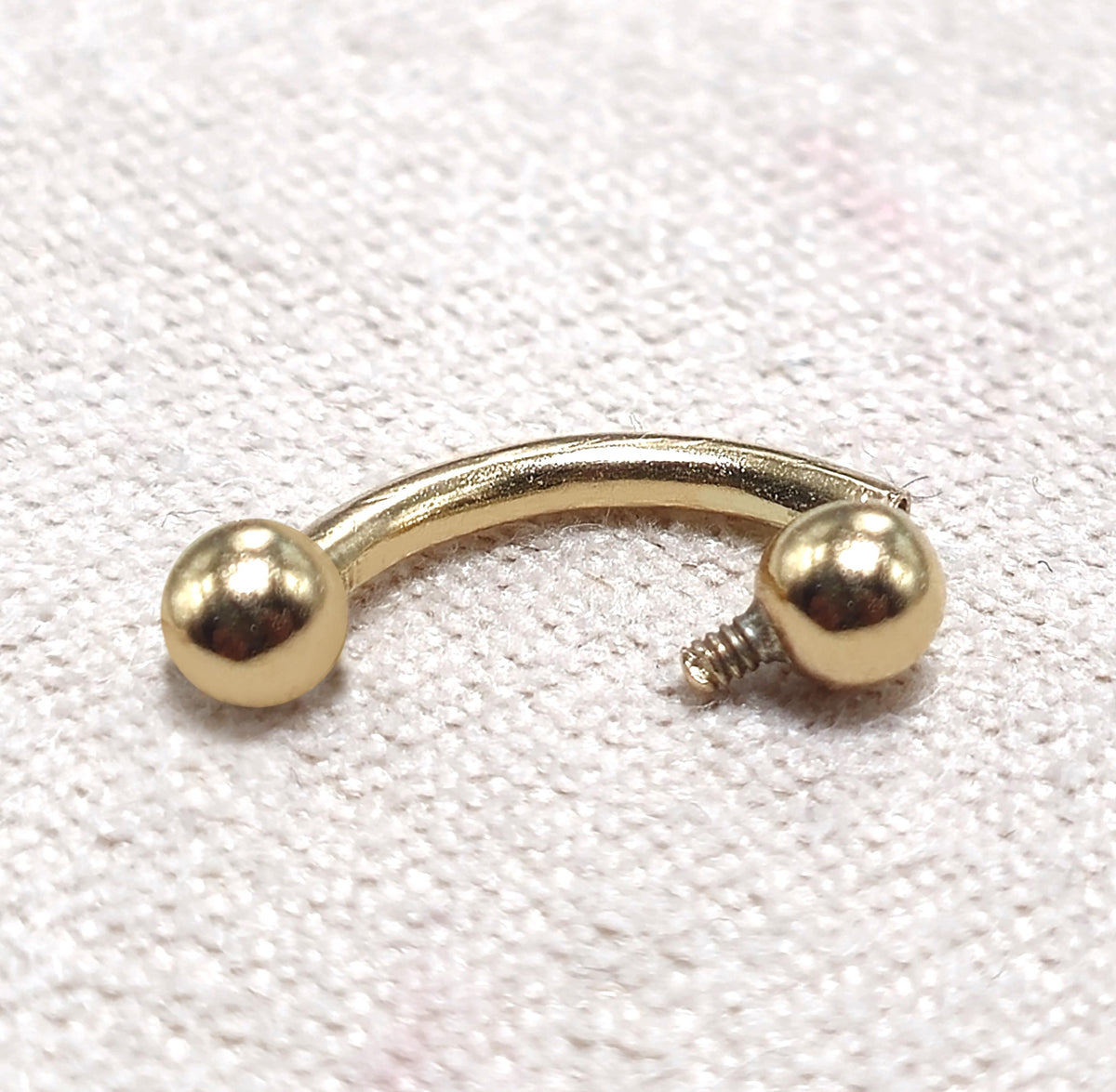 14K Solid Gold Curved Barbell: Vertical Labret, Eyebrow, Rook Piercing
