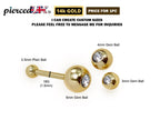 14K Gold Cartilage Barbell Earring: Crystal Gem Ball Body Jewelry