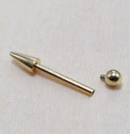 14K Gold Spike Barbell Piercing: 18G 16G Internally Threaded Cartilage Helix