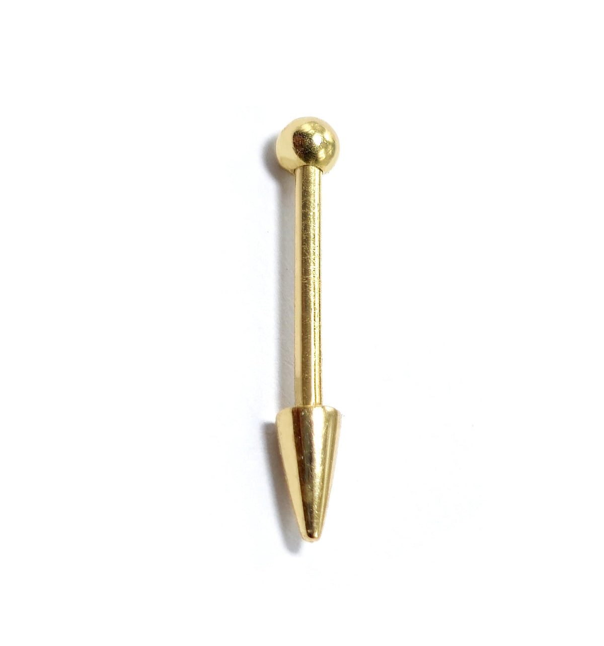 14K Gold Spike Barbell Earring: 18G 16G Helix Cartilage Piercing