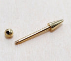 14K Gold Spike Barbell Earring: 18G 16G Helix Cartilage Piercing