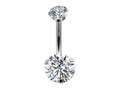 Titanium Belly Bar: Prong Set CZ Crystal Internally Threaded Navel Ring