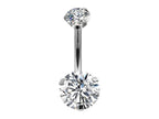 Titanium Belly Bar: Prong Set CZ Crystal Internally Threaded Navel Ring