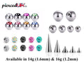 Surgical Steel Body Jewelry Replacement Balls & Spikes (2pcs) - 16g/14g