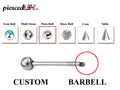 Custom Barbell Piercing: Surgical Steel, Spike, Gem & Disco Ball