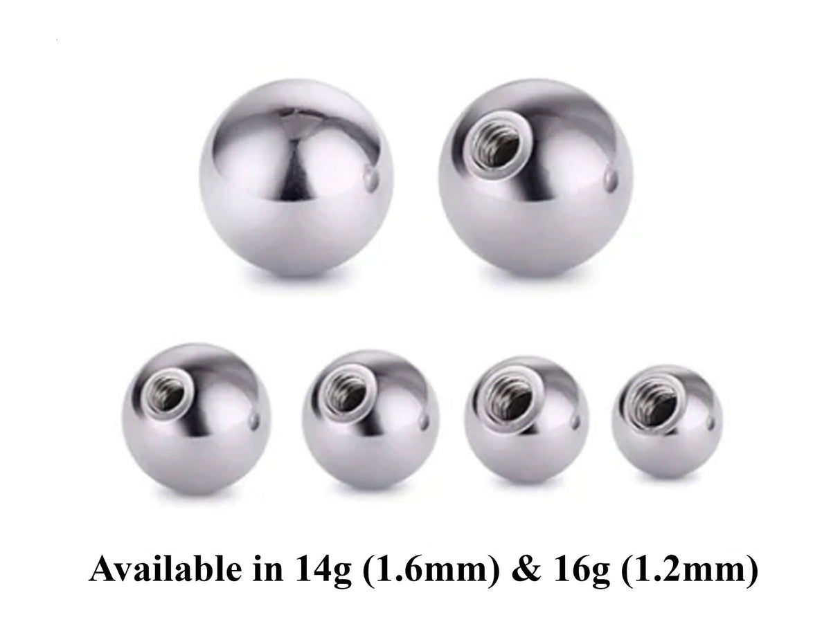 Surgical Steel Body Jewelry Replacement Balls & Spikes (2pcs) - 16g/14g