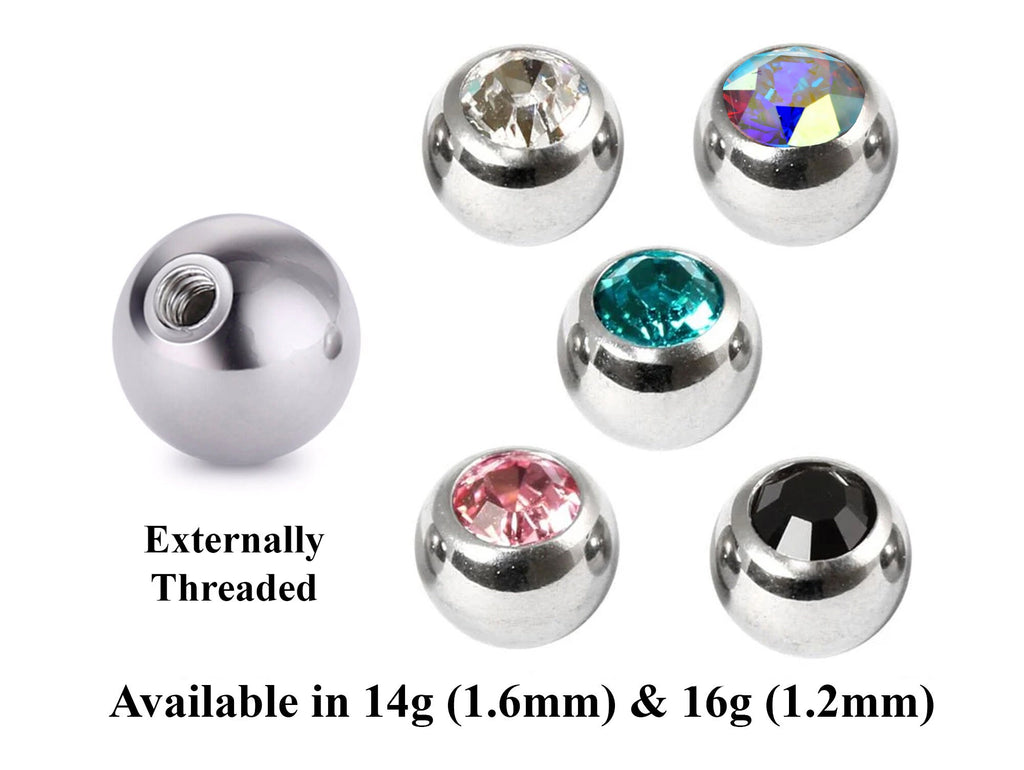 Surgical Steel Body Jewelry Replacement Balls & Spikes (2pcs) - 16g/14g
