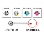 Custom Barbell Piercing: Surgical Steel, Spike, Gem & Disco Ball
