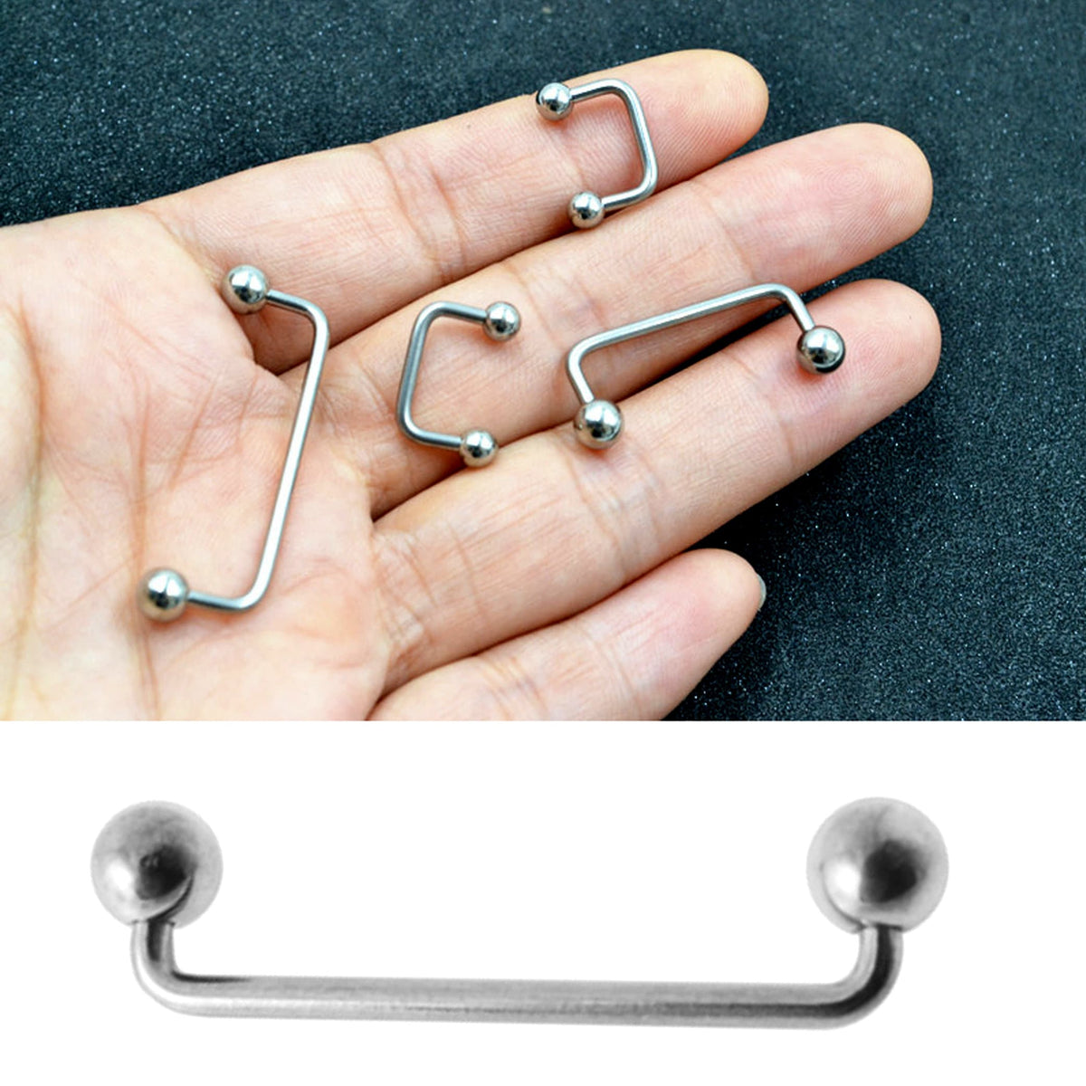 Surgical Steel Staple Barbell: Surface Piercing Jewelry