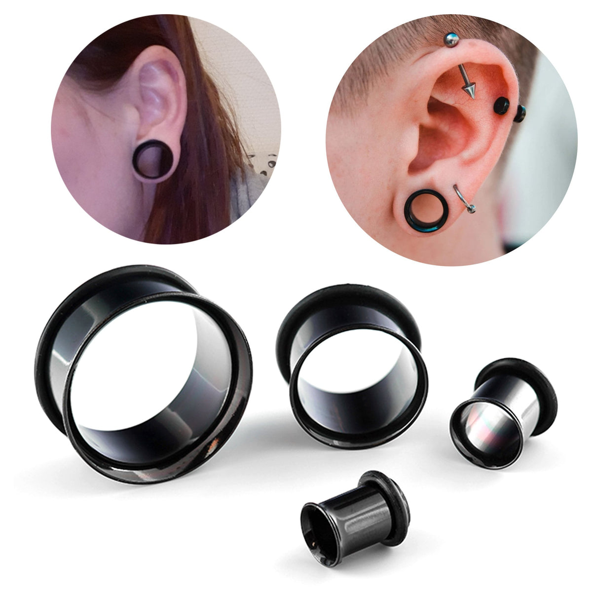 Titanium Steel Single Flare Plugs: Ear Piercing Tunnels with O-Ring