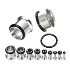 Titanium Steel Single Flare Plugs: Ear Piercing Tunnels with O-Ring