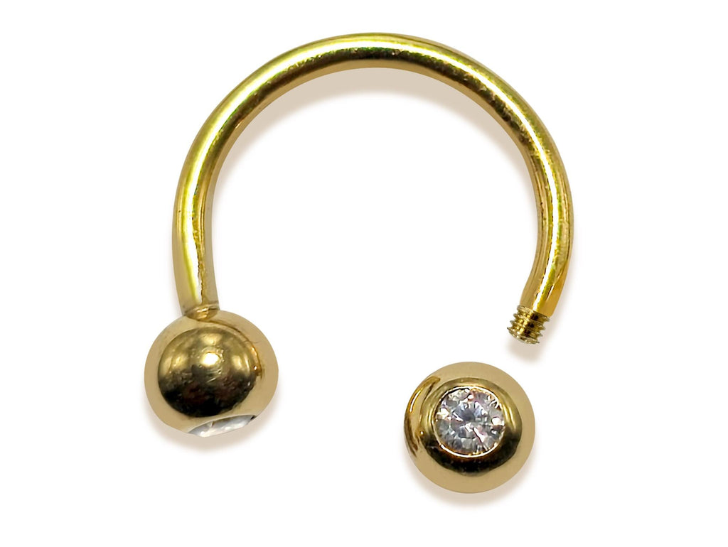 14K Gold Horseshoe Septum Piercing with Gem Balls - Body Jewellery 18G 16G 14G Circular Barbell Lip ring jewelry - 1pc each order