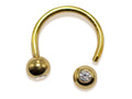 14K Gold Horseshoe Septum Piercing with Gem Balls - Body Jewellery 18G 16G 14G Circular Barbell Lip ring jewelry - 1pc each order