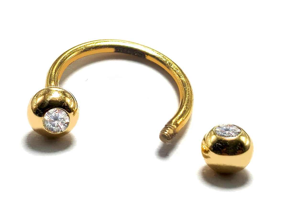 14K Gold Horseshoe Septum Piercing with Gem Balls - Body Jewellery 18G 16G 14G Circular Barbell Lip ring jewelry - 1pc each order