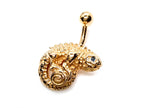 14K Gold Chameleon Belly Ring: Designer Lizard Navel Piercing