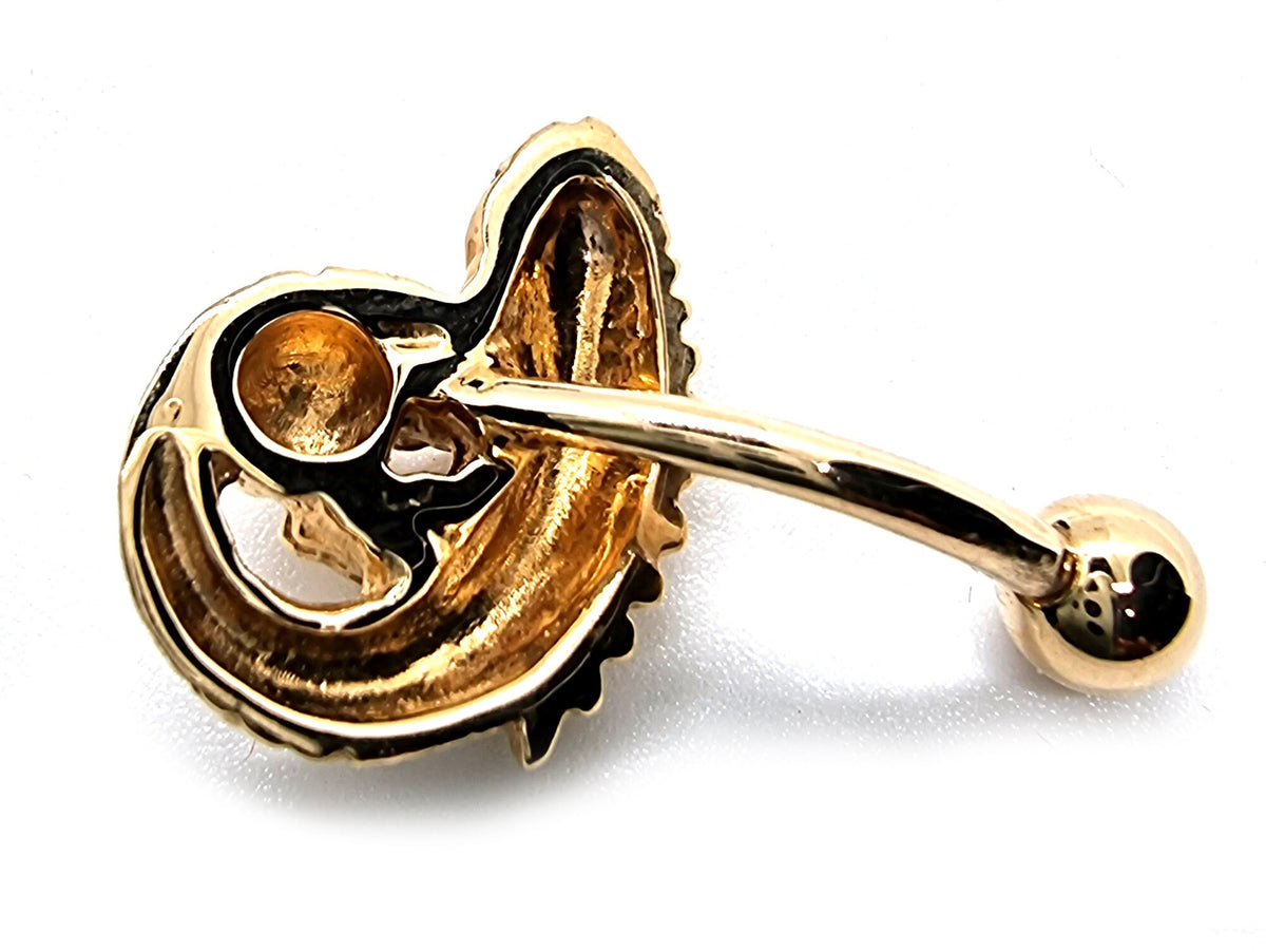 14K Gold Chameleon Belly Ring: Designer Lizard Navel Piercing
