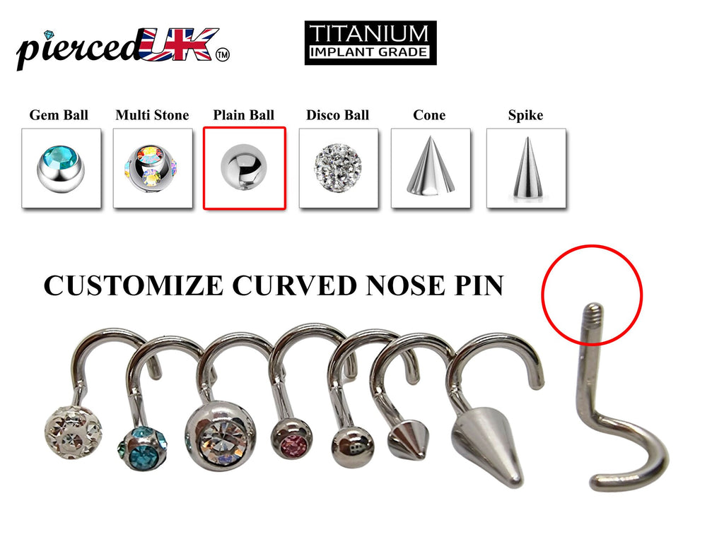 Titanium Nose Ring: Customizable 20g 18g 16g Nostril Screw