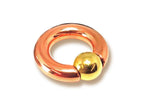 14K Rose Gold, Titanium Prince Albert PA Rings with custom ball color Body Jewellery 2ga to 00ga sold as a single unit