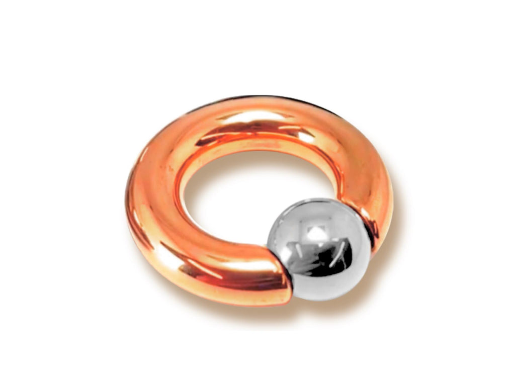14K Rose Gold, Titanium Prince Albert PA Rings with custom ball color Body Jewellery 2ga to 00ga sold as a single unit