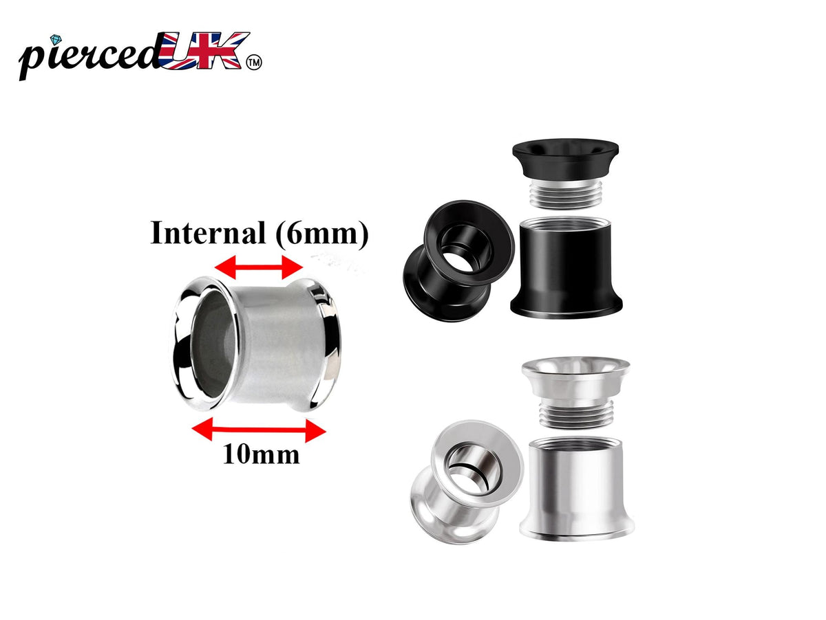 Surgical Steel Double Flare Plugs: Threaded Ear Tunnels