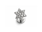 14K White Gold Internally Threaded Star Labret Stud:  Body Piercing 16G (1.2mm)