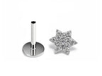 14K White Gold Internally Threaded Star Labret Stud:  Body Piercing 16G (1.2mm)