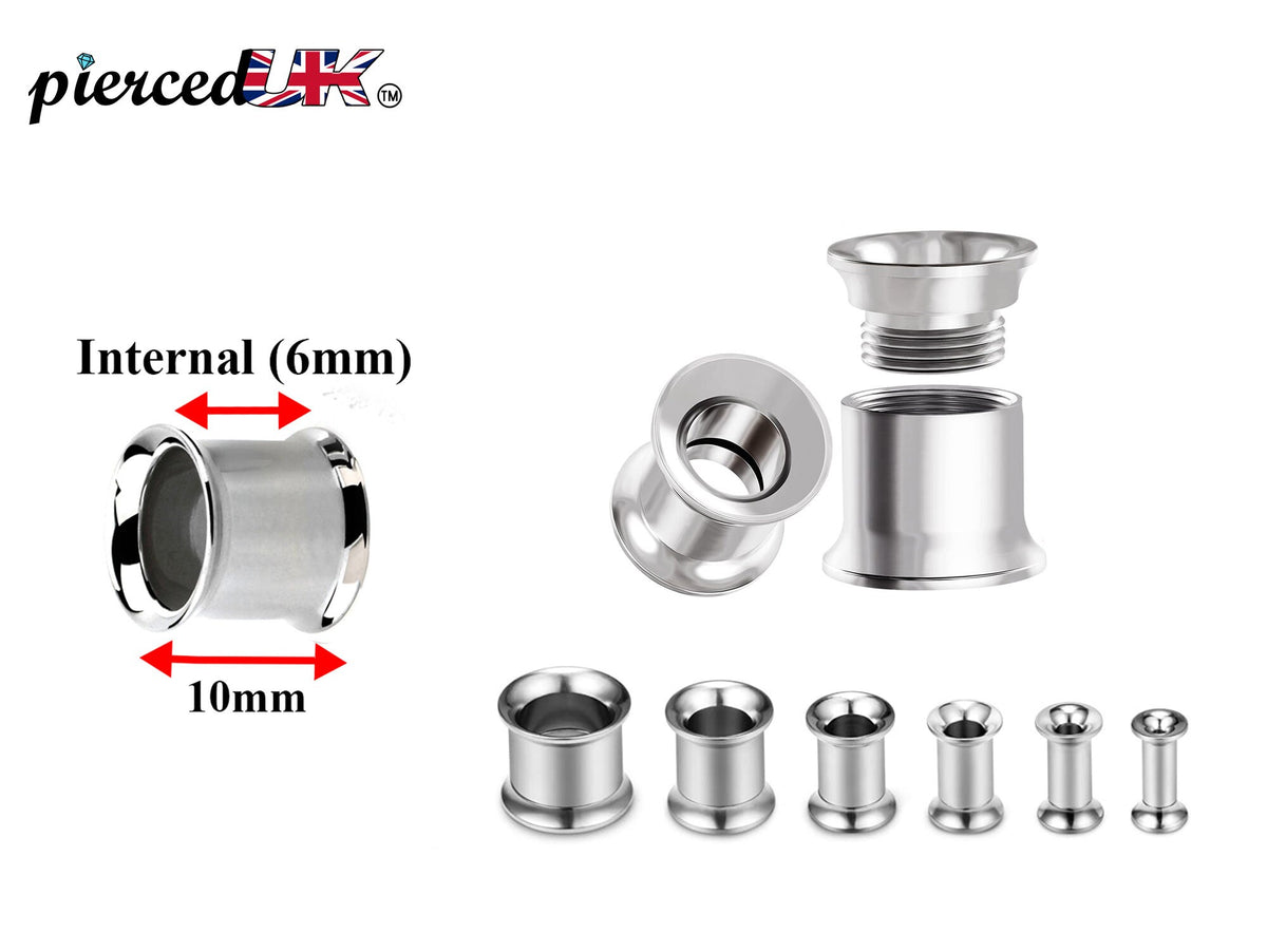 Surgical Steel Double Flare Plugs: Threaded Ear Tunnels