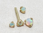 14K Solid Gold Nipple Barbell Jewellery with Opal Stone - Internally threaded - Body Piercing Also for Cartilage Earrings - 1pc each order