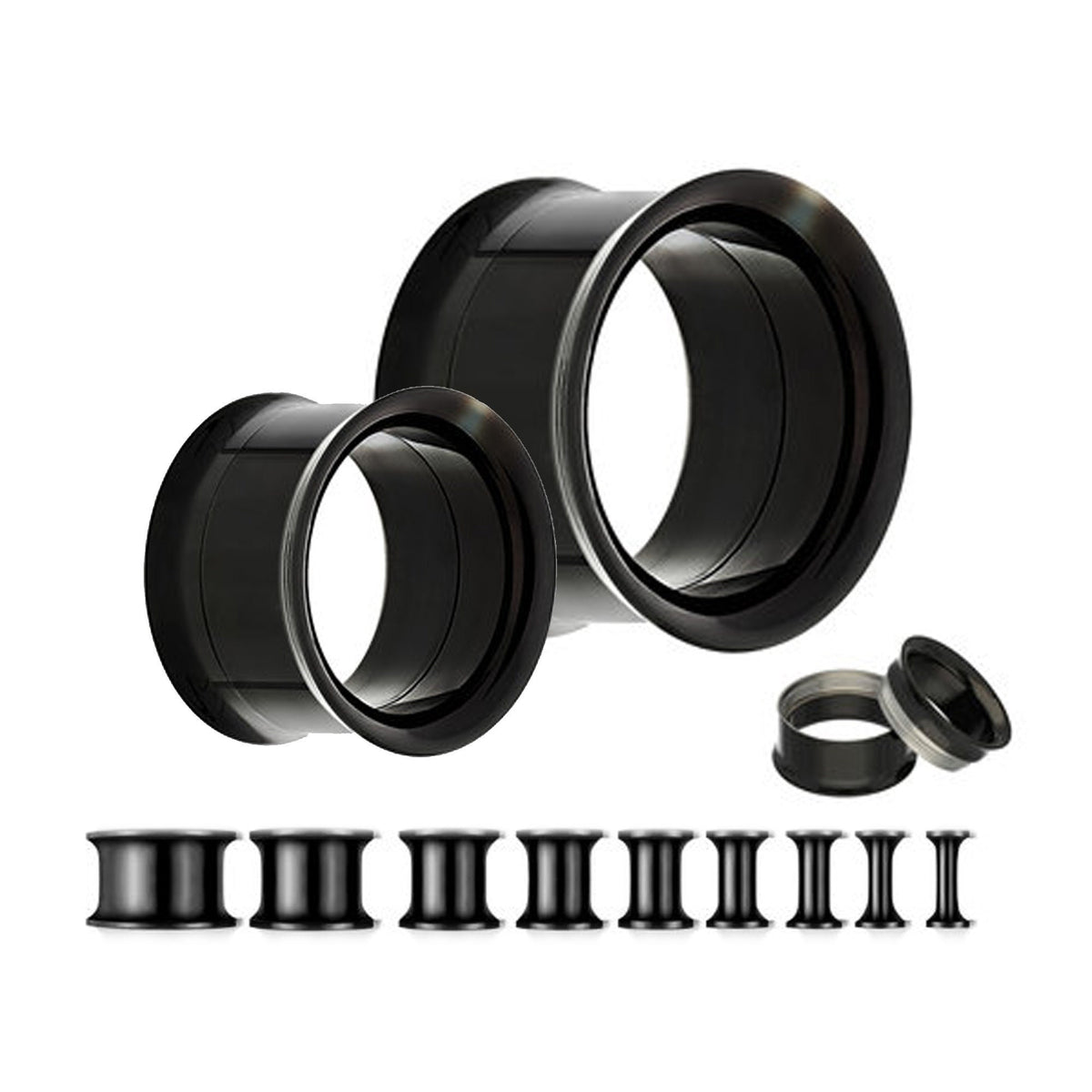 Surgical Steel Double Flare Plugs: Threaded Ear Tunnels