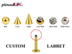 Gold Surgical Steel Labret Stud: Custom Lip Piercing (18g, 16g, 14g)