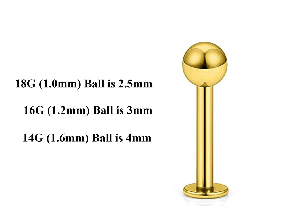 Gold Surgical Steel Labret Stud: Custom Lip Piercing (18g, 16g, 14g)