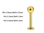 Gold Surgical Steel Labret Stud: Custom Lip Piercing (18g, 16g, 14g)