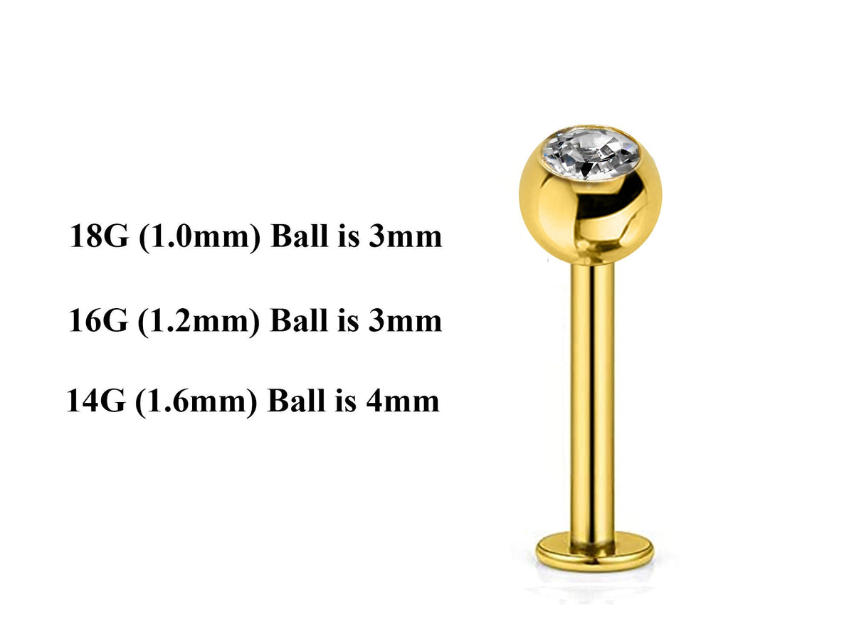 Gold Surgical Steel Labret Stud: Custom Lip Piercing (18g, 16g, 14g)