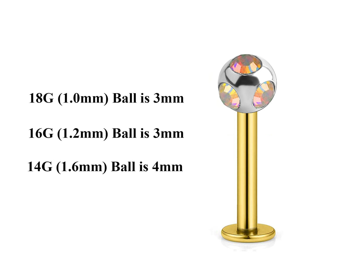 Gold Surgical Steel Labret Stud: Custom Lip Piercing (18g, 16g, 14g)