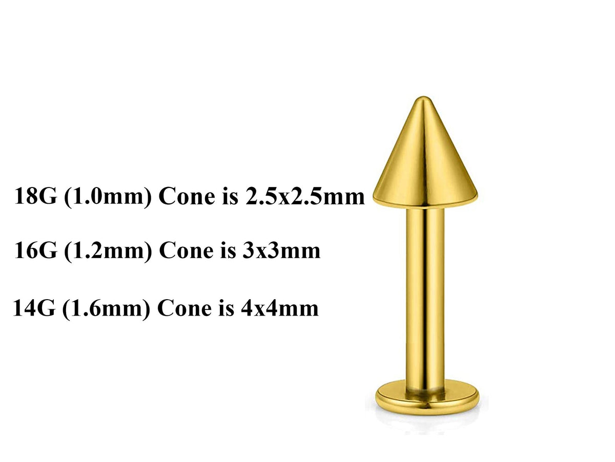 Gold Surgical Steel Labret Stud: Custom Lip Piercing (18g, 16g, 14g)
