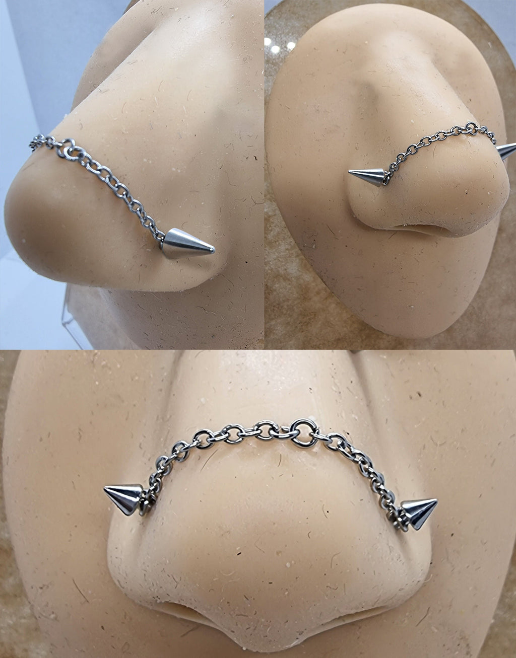 Titanium Nasallang Nose Chain: Handmade Cone/Spike Piercing