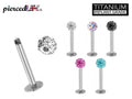 Titanium Labret Stud: Multi Crystal Ball Flatback Lip Piercing