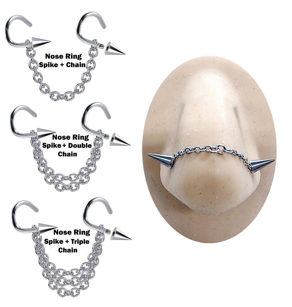 Titanium Nasallang Nose Chain: Handmade Cone/Spike Piercing