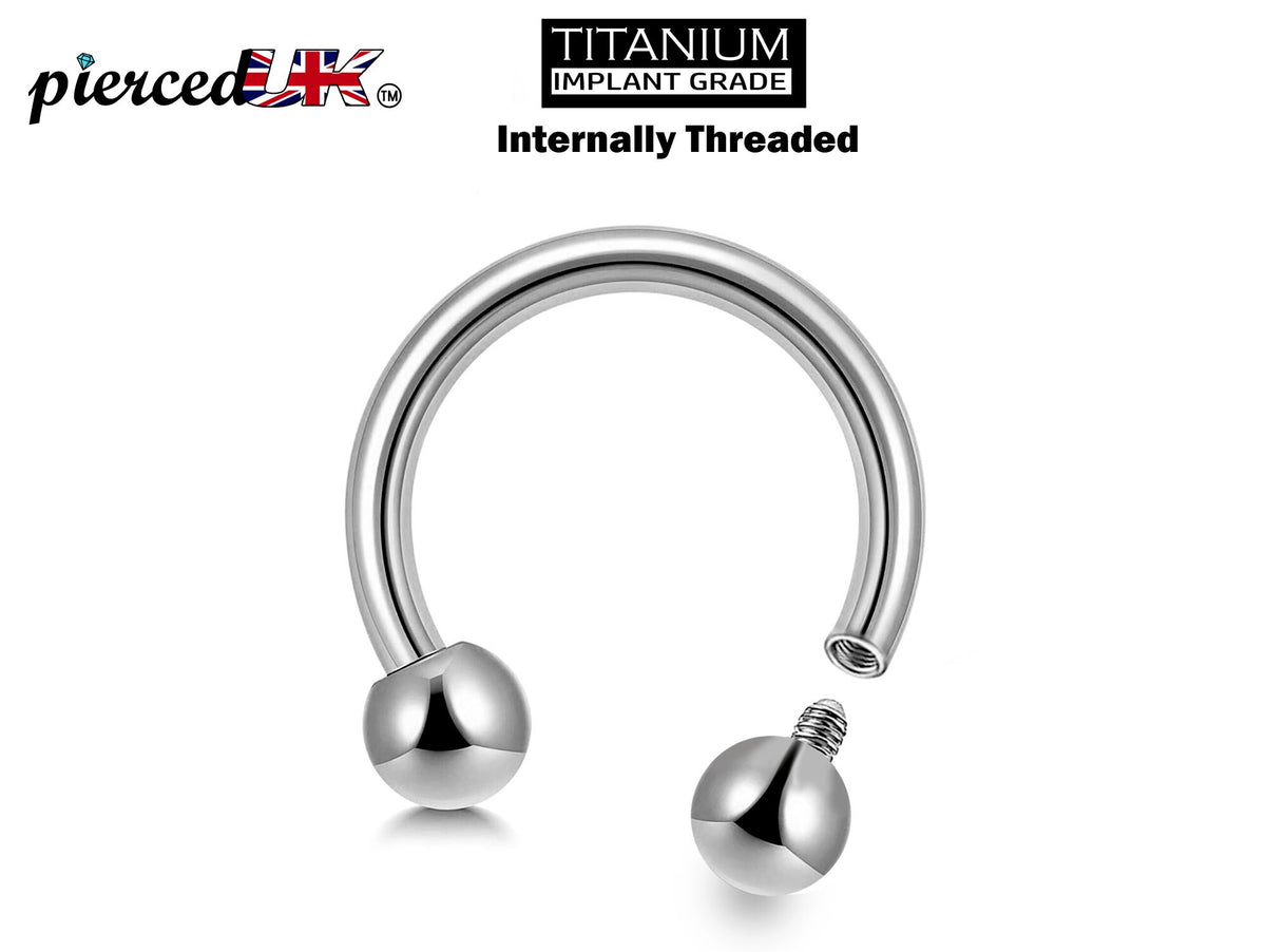 Titanium Horseshoe Barbell: Internally Threaded Septum Ring (16G-00G)