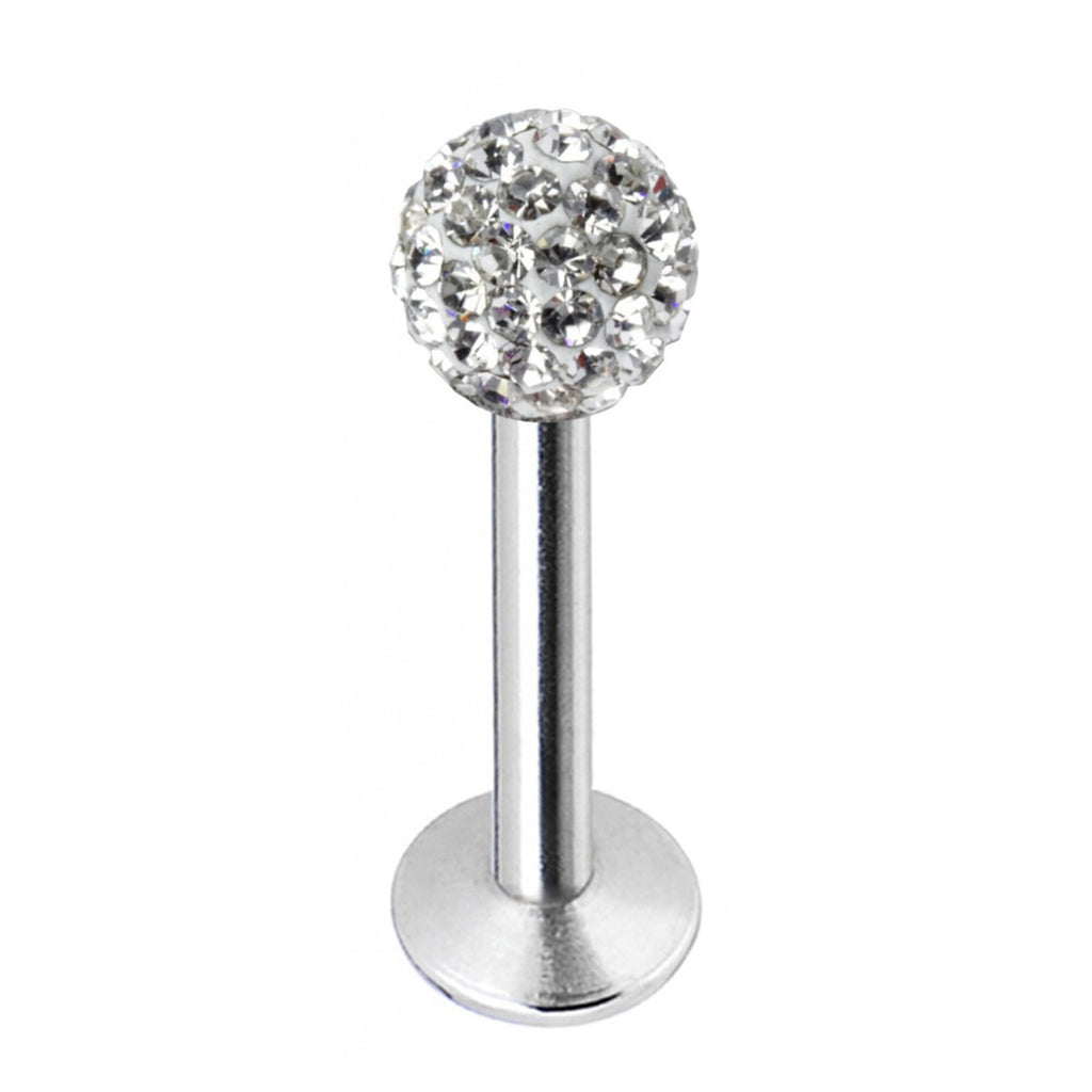 Titanium Labret Stud: Multi Crystal Ball Flatback Lip Piercing